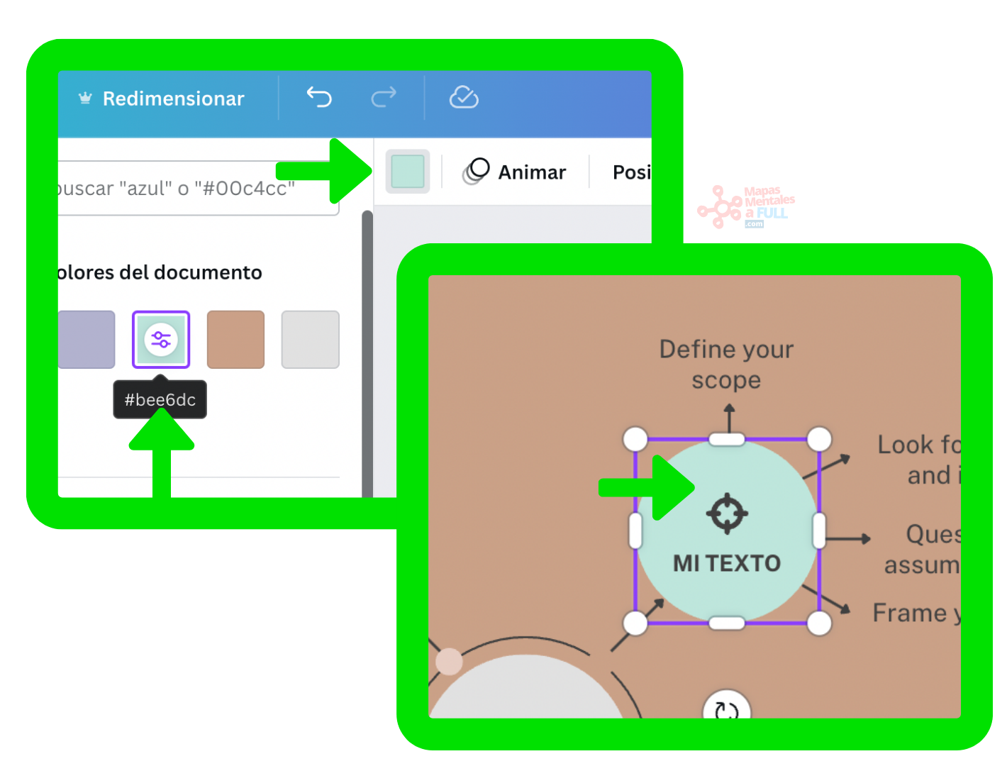 9 en canva también es posible editar el color de las formas