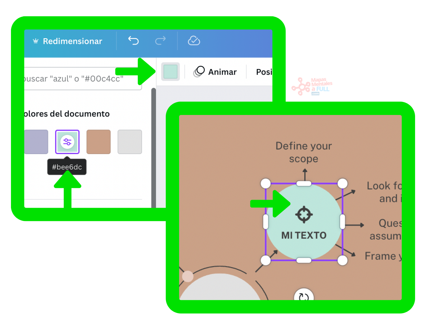 9 en canva también es posible editar el color de las formas