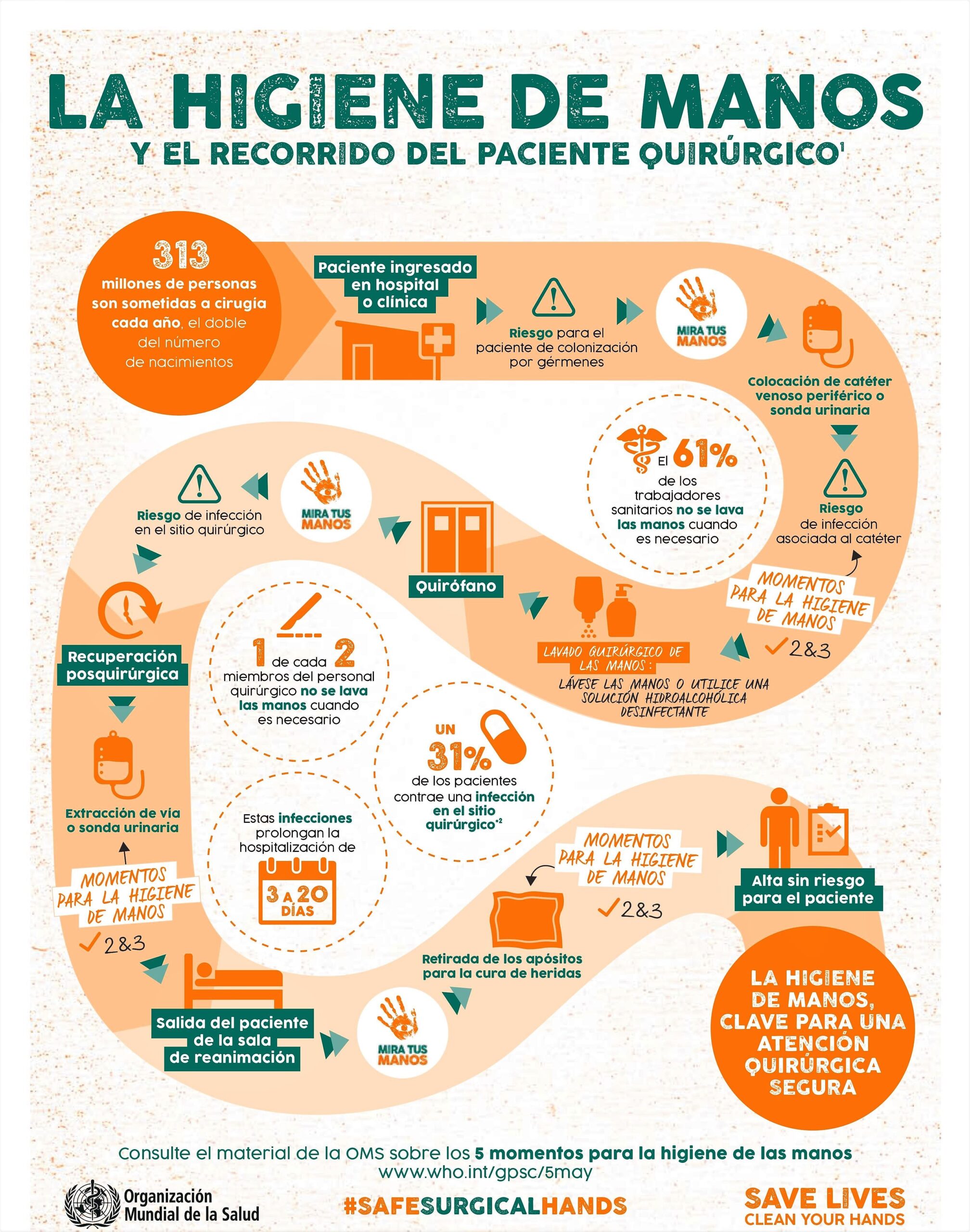 Infografía Sobre La Higiene De Manos Y El Recorrido Del Paciente Quirúrgico 