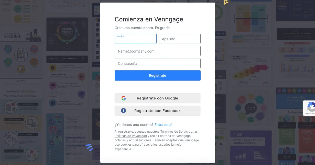 Venngage Es Seguro Y Permite Acceder Mediante Google Y Facebook