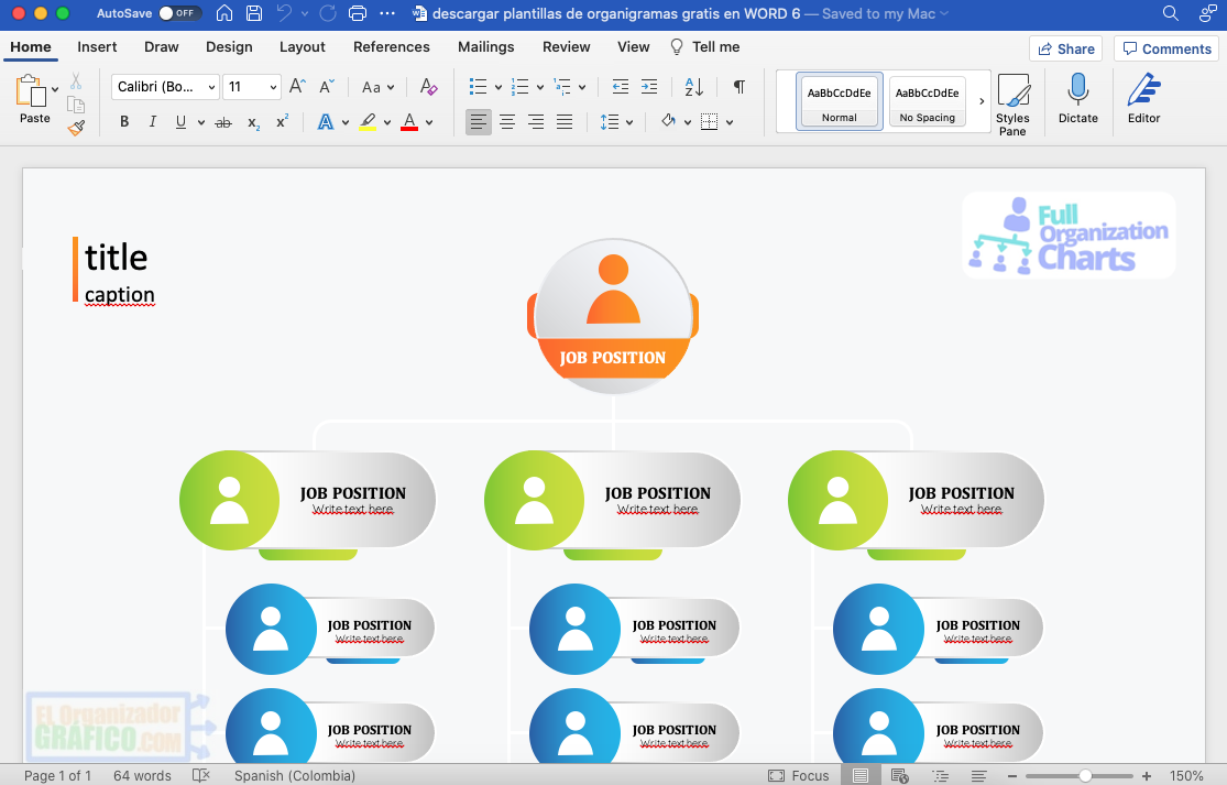 Descargar Plantillas De Organigramas Gratis En Word 6