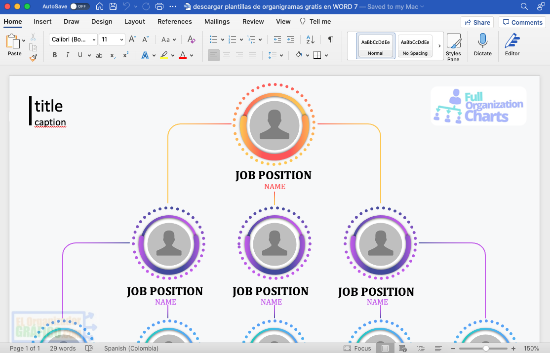 Descargar Plantillas De Organigramas Gratis En Word 7